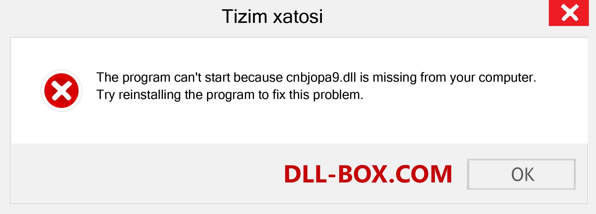 cnbjopa9.dll fayli yo'qolganmi?. Windows 7, 8, 10 uchun yuklab olish - Windowsda cnbjopa9 dll etishmayotgan xatoni tuzating, rasmlar, rasmlar